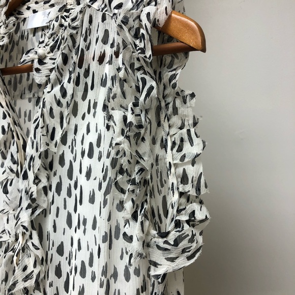 NWT 7 for All Mankind Leopard Ruffle Collar Top S - Picture 5 of 8